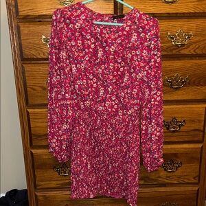 Floral Pink Long Sleeve Dress